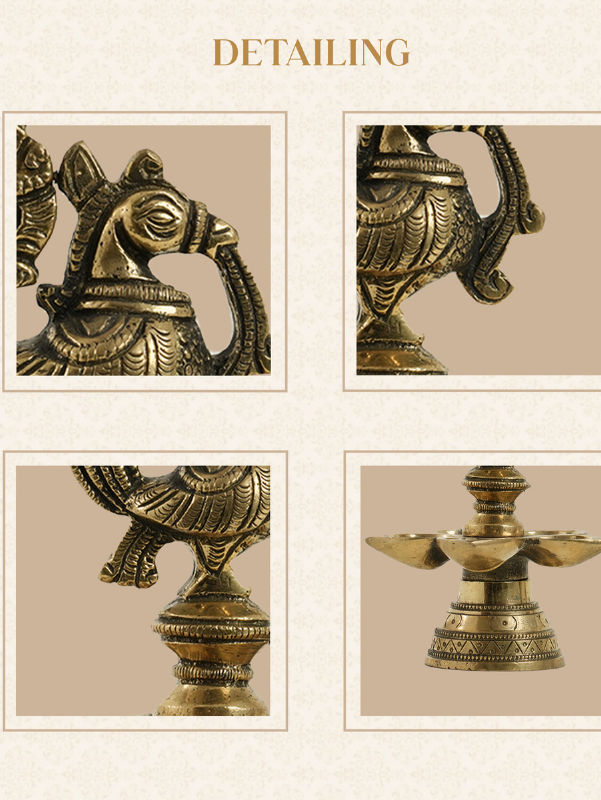 Brass  peacock oil lamp