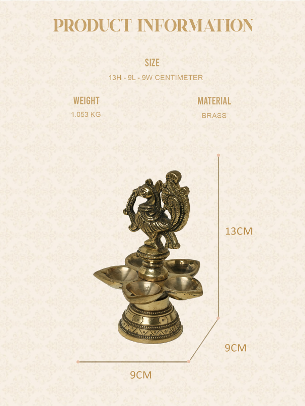 Brass  peacock oil lamp