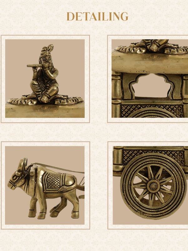Brass Bullock Cart with Deity Figurine