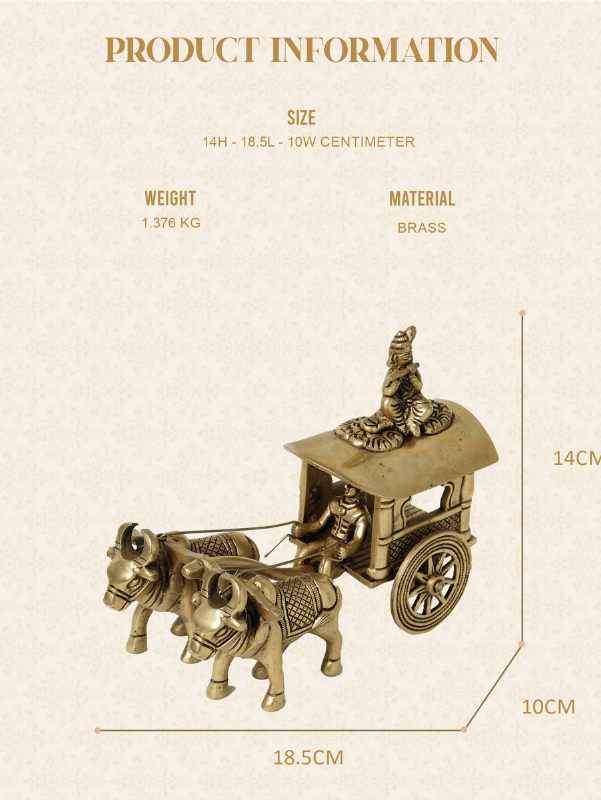 Brass Bullock Cart with Deity Figurine