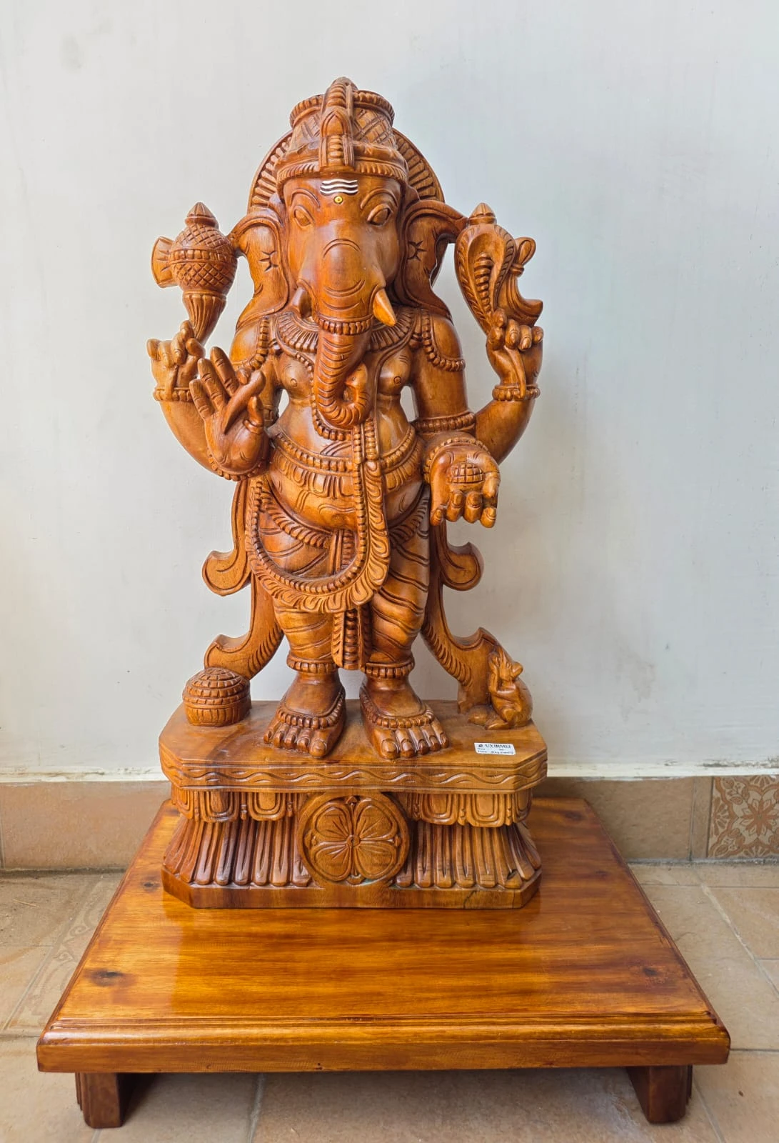 Hand-Carved Wooden Ganesha Statue | Premium Teak Wood Ganesh Idol for Home Décor